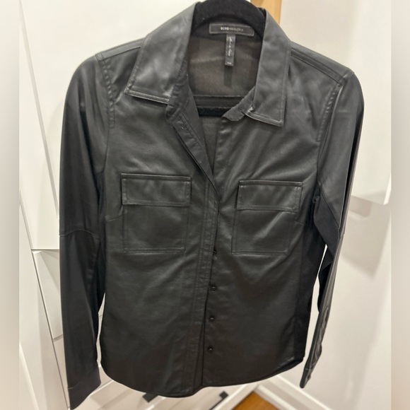 Leather-like long-sleeved shirt - Picture 2 of 2